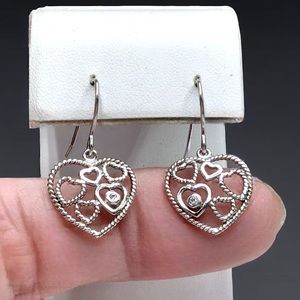 ❤️ Sterling GENUINE DIAMOND Heart Earrings
